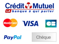 Règlement par carte bancaire sécurisé, chèque, Paypal